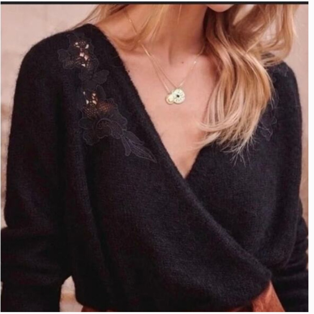 Black Wrap Sweater / Timothee Mohair Sweater